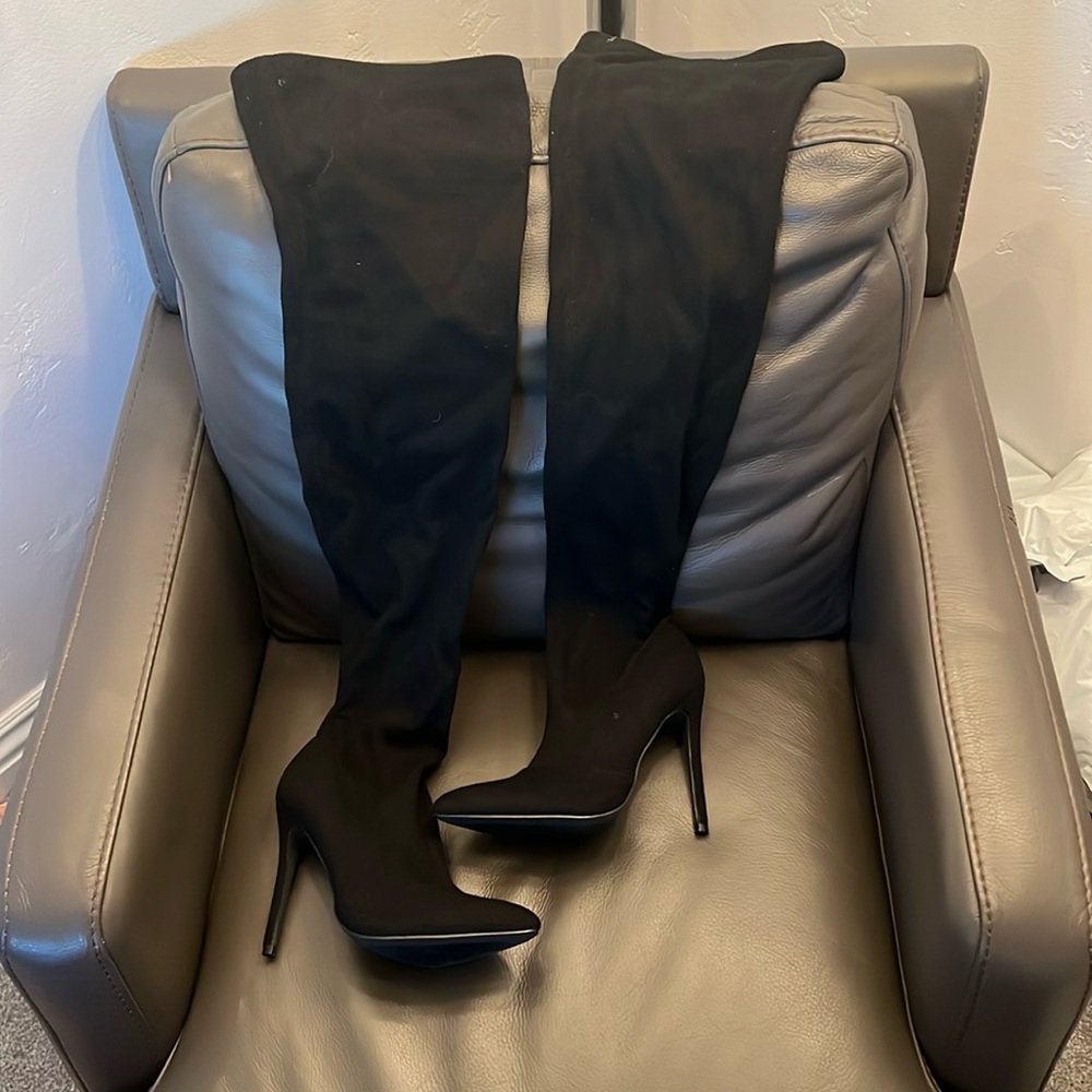 Black thigh high heels